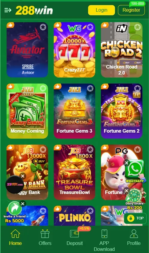 788 Win Game APK Android app interface showing simple and clean dashboard layout