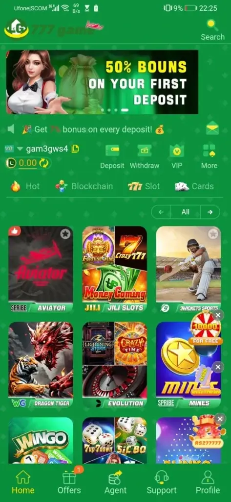 LG777 Game APK Interface Aviator Slots Blockchain Cards Pakistan