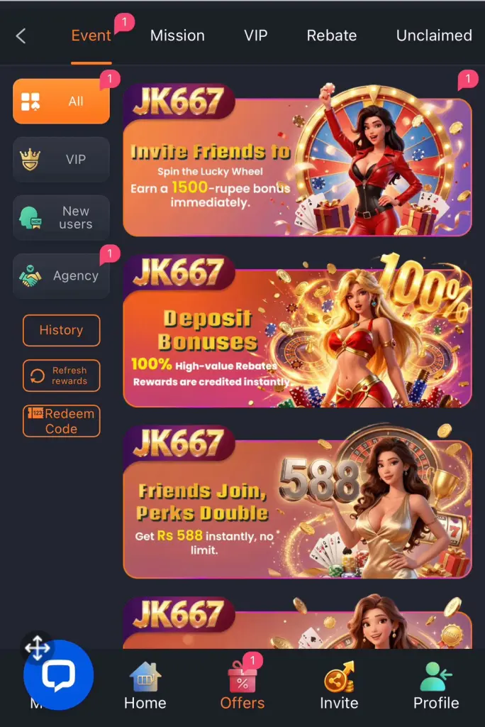 JK667 Game Offers and Bonuses Including Deposit Bonus and Friends Join Perks