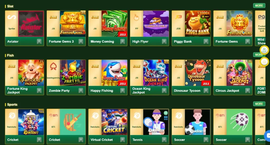 Pakwin88 Game games section showing slots, fishing games, and sports betting options