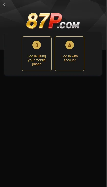 87P Game Login Screen Using Mobile Phone or Account
